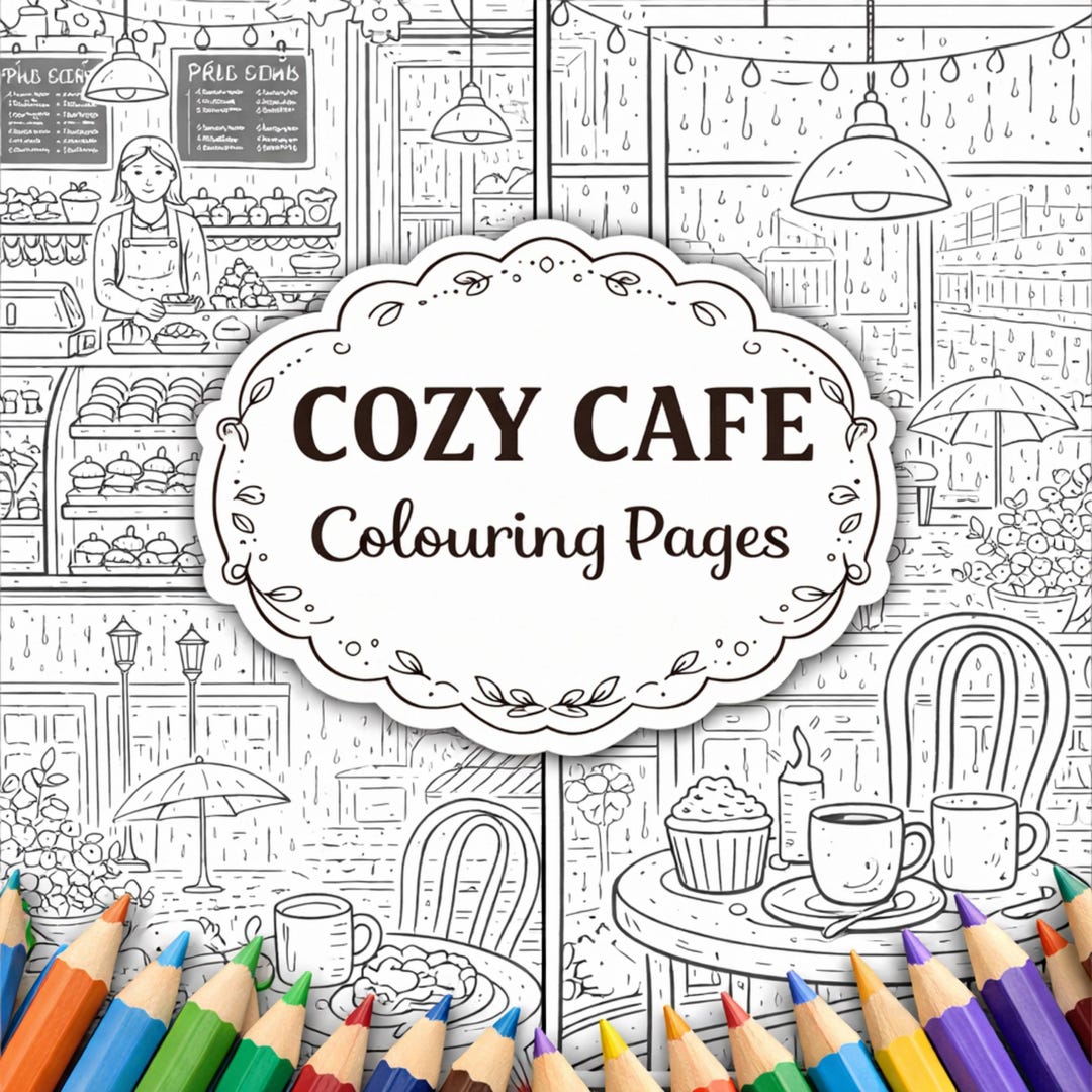 Cozy Cafe Colouring Pages Book, Relaxing Cafe Scenes Coloring Book, A4 ...