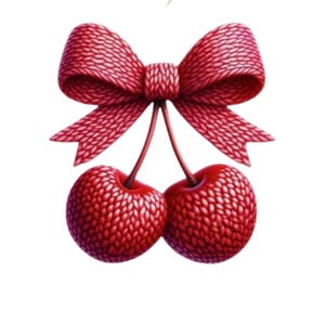 Cherry Bow Coquette knitted PNG Sublimation Design, Pink Cherries Shirt Graphic, Cute Girly Aesthetic instant Download Commercial use