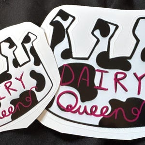 cute Dairy Queen sticker hand drawn original artwork homemade printed and cut cow bovine adorable art pink cow milk