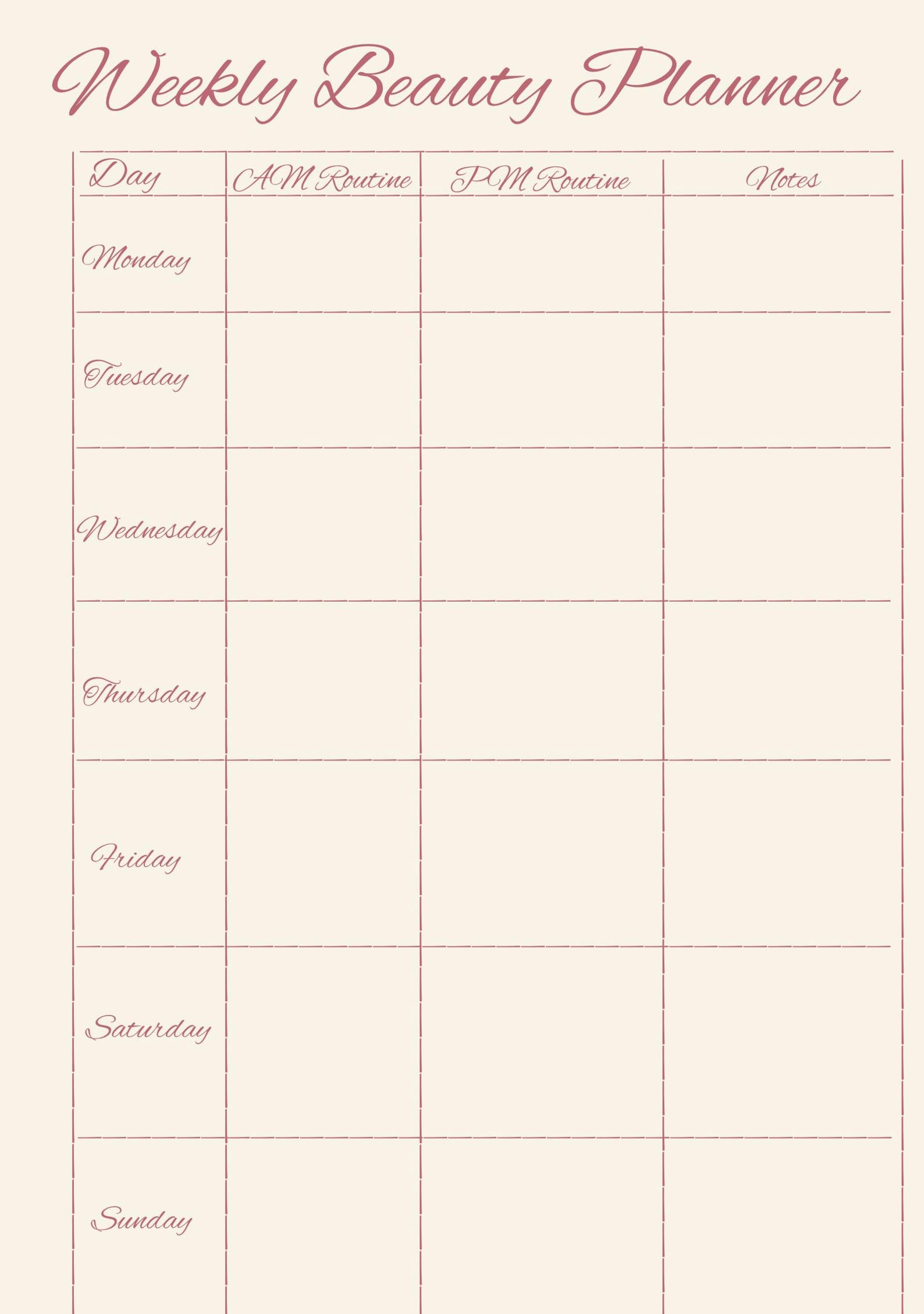Digital Glow up Planner|skincare & Beauty Routine Tracker|self-care ...