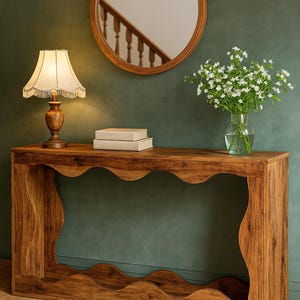 Chic and minimalist entryway table | Vintage hallway furniture | Decorative natural wood console table | Handcrafted furniture | Rustic solid wood |