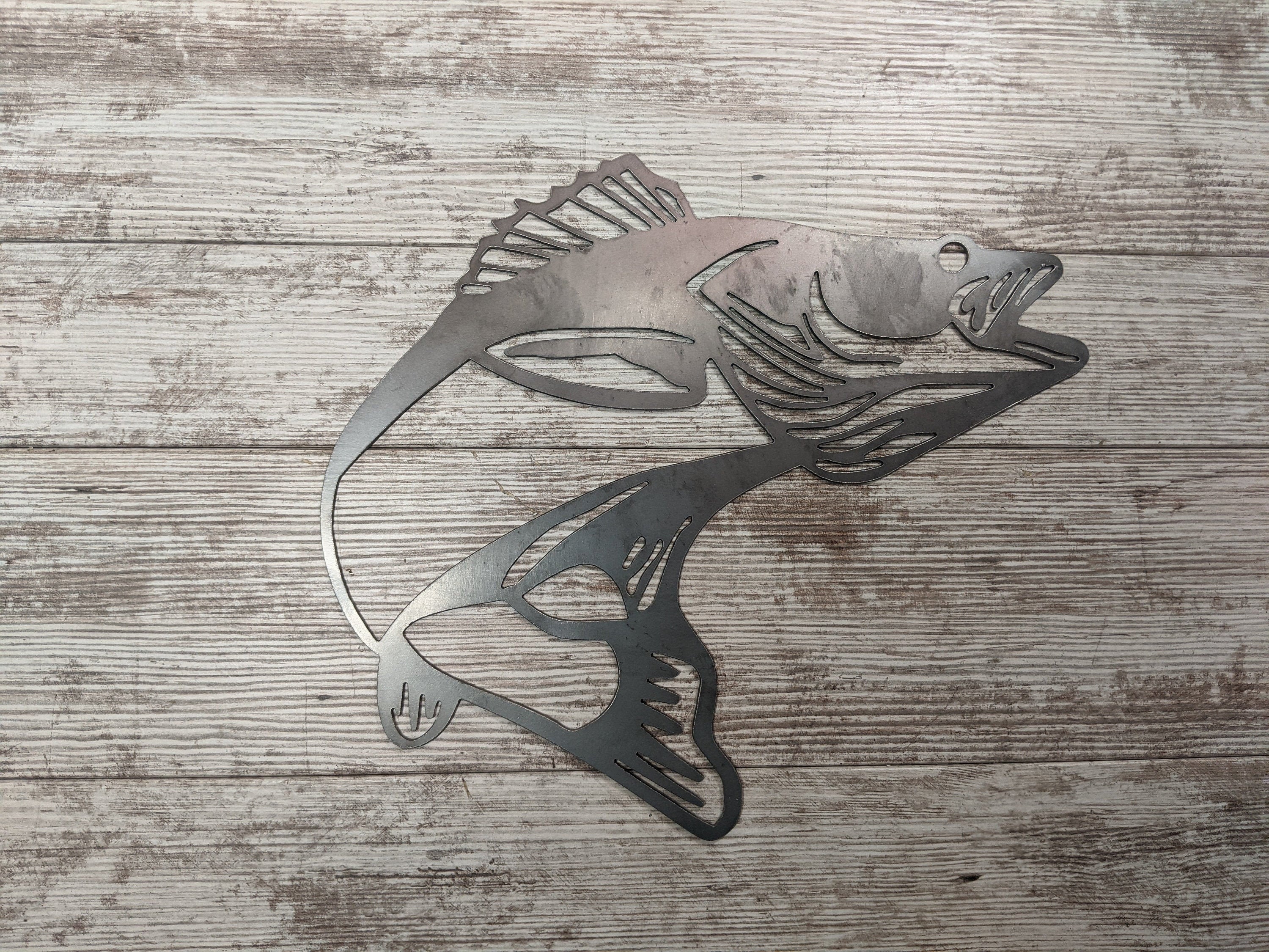 Metal Walleye Sign - Perfect for your ice fishing house, lake house, or cabin! Great father's day gift! Custom metal sign, retirement gift