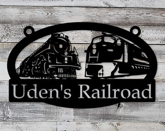 Personalized Railroad Sign - Custom Train Sign, Train Sign, Railroad Sign, Model Railroad Sign, Train Room Decoration