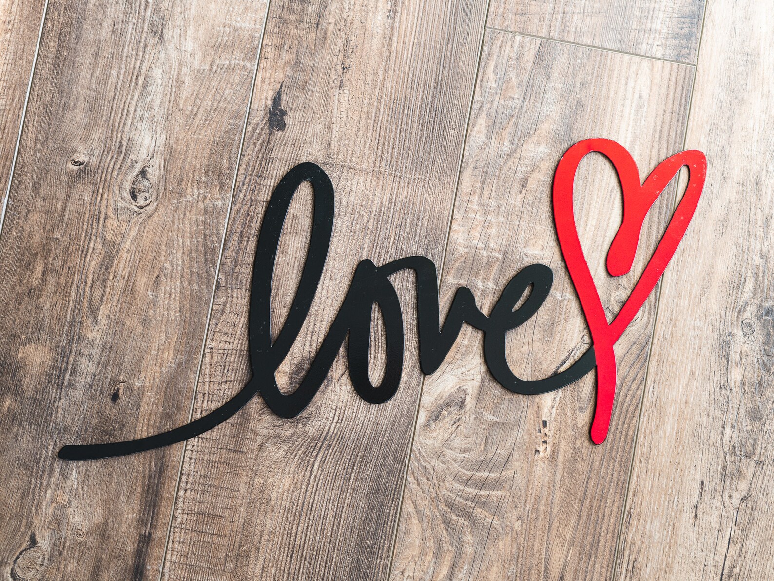 Love Sign Cursive Sign Love Heart Sign Metal Sign Etsy