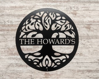 Custom Family Tree Name Sign, Personalized Name Sign, Custom Metal Sign, Custom Made With Your Family Name - Tree of Life