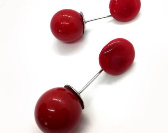 Red glass dangle earrings - lampwork beads -  blown glass - statement earrings