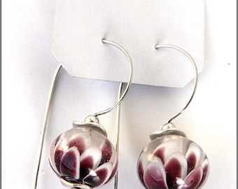 Lampwork earrings - Flower beads - lotus - magnolia