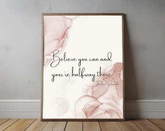 Believe You Can Quote Print: Minimalist Home Office Decor (Digital Download)