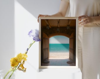 Mediterranean Door to Sea Print: Coastal Travel Photography (PDF Download