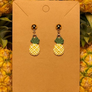 Pineapple Dangle Earrings – Tropical Fruit Jewelry, Fun Summer Gift for Foodies & Beach Lovers