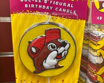 Candela di compleanno con statuetta di castoro di Buc-ee / Decorazione per torta per feste in stile Texas