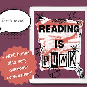 Reading is Punk Kobo Lock Screen: Gothic Bookish Wallpaper (digitale download + bonusscreensaver)