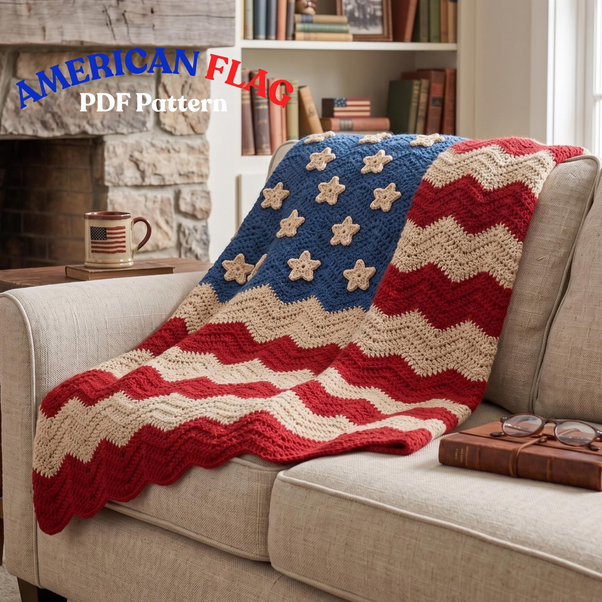 American Flag Wavy Ripple Blanket Crochet Pattern