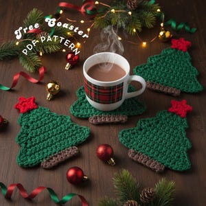Crochet Christmas Tree Coaster Pattern PDF | Beginner Holiday Decor | Festive Amigurumi Garland