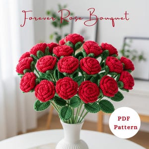 Crochet Rose Bouquet Pattern PDF: Realistic Flowers DIY Wedding Decor