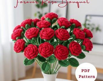 Crochet Rose Bouquet Pattern PDF: Realistic Flowers DIY Wedding Decor