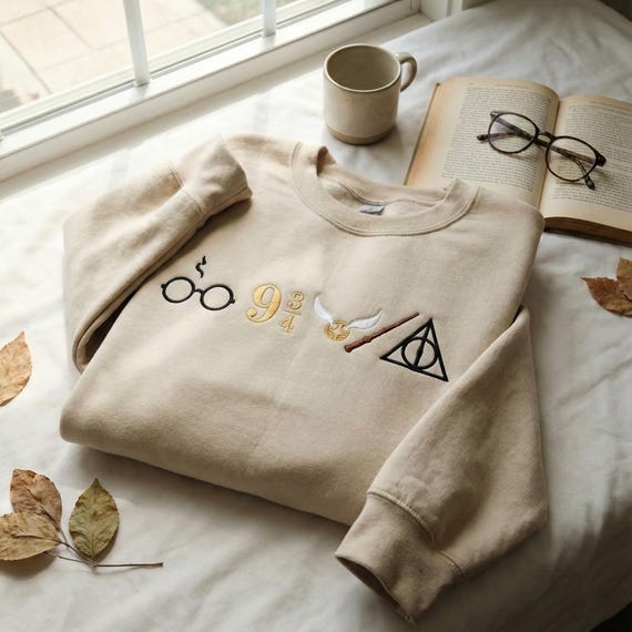 Embroidered Magic Wizard Sweatshirt: Witchcore Bookish Crewneck