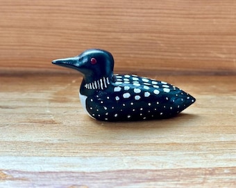 Handmade Loon Figurine | Polymer Clay Bird Sculpture | Native American Folklore Loon | Common Loon Collectible |