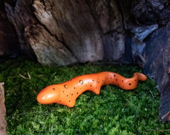 Whimsical Polymer Clay Salamander Figurine | Clementine the Red-Spotted Newt