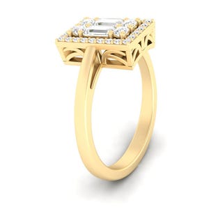 18k Yellow Gold Men&#39;s White Topaz Ring 925 Silver Ring, Engagement Ring, Promise Ring, Anniversary Gift For Love