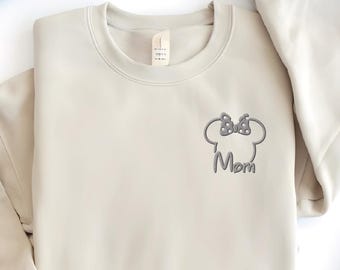 Embroidered Minnie Mom Sweatshirt, Disney Trip Sweatshirt, Minnie Mama Hoodie, Disneyland Family Vacation Sweatshirt