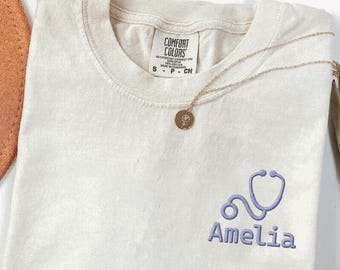 Embroidered Custom Nurse Shirt, Stethoscope Shirt, Gift for Nurse, Healthcare Shirt, Nurse Appreciation Shirt