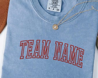 Embroidered Custom Team Name Shirt, Custom School Mascot Tee, School Logo Shirt, Team Mascot Name Shirt
