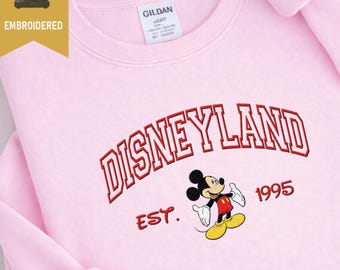Embroidered Disneyland Est. 1995 Sweatshirt, Disney Trip Hoodie, Mickey And Friends Crewneck, Disney Vacation Sweatshirt, Walt Disney World