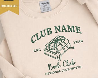 Embroidered Personalized Book Club Sweatshirt, Book Club Hoodie, Bookworm Sweatshirt,  Gift Reading Club Group Crewneck