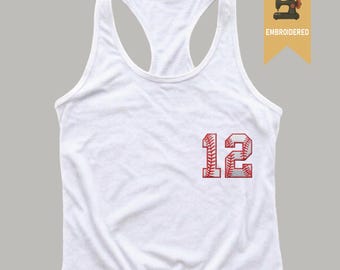 Embroidered Custom Baseball Number Racerback, Custom Baseball Tank Top, Custom School Mascot Racerback, Team Mascot Name Tank Top