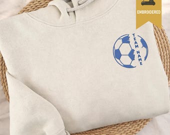 Custom Soccer Team Name Embroidered Sweatshirt, Custom School Mascot Hoodie, Football Mom Crewneck, High School Football Cheer