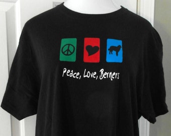 50% OFF Peace, Love, Berners Black Short Sleeve T-shirt XL