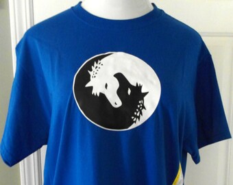 30% OFF Yin Yang Symbol with Two Horse HeadsT-shirt- size L