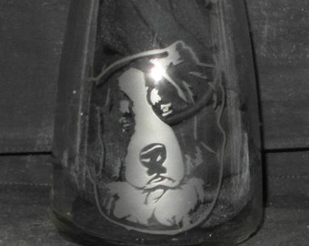 Juice Carafe Hand Etched with Bernese Mountain Dog Puppy Head and Paw Prints