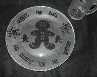 50% OFF Hand Etched Cookies for Santa Christmas Plate and Mug