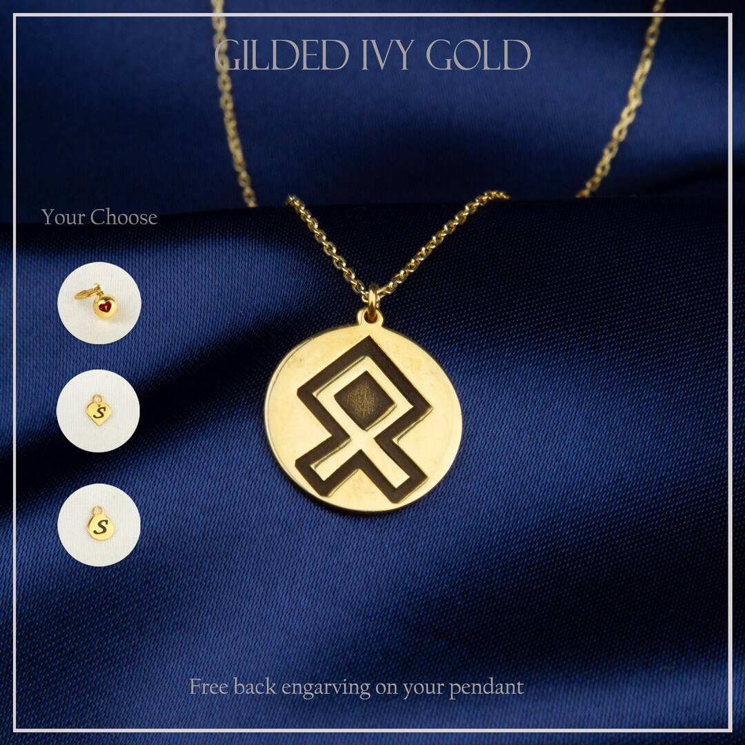 14k Solid Gold Homeland Rune Disc Necklace – Minimalist Gold Pendant ...