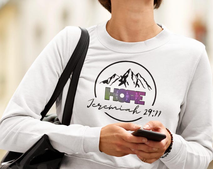 Featured listing image: Hope Mountain Script Cropped Sweatshirt | Inspirational Faith Design