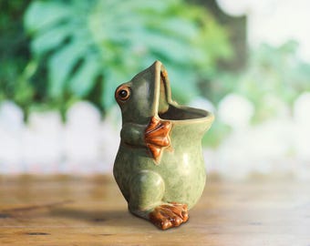 Cute Frog Planter Pot, Animal Planter Pot, Frog Vase, Animal Planter Succulent Pot, Plant Lover Gift With Customized Gift Card