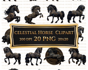 HQ Clipart Horse Pack | Black Stallion | PNG | Celestial Horse Art