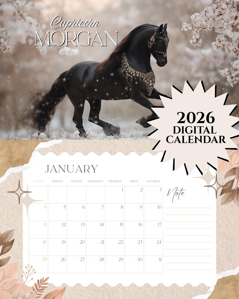 2026 Calendar Digital Prints | 4K Horse Art | Instant Delivery image 2