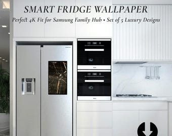 Papier peint numérique pour réfrigérateur intelligent, arrière-plans verticaux pour réfrigérateur Samsung Family Hub, décoration de cuisine numérique, lot de 5