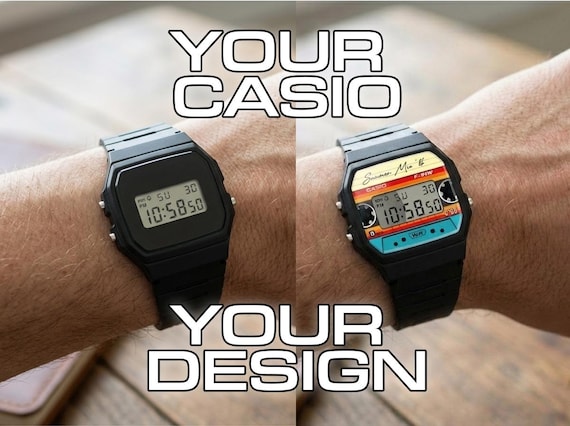 Your Casio, Your Design - Custom Modified Digital Watch - Personalized UV Printed Artwork - Bespoke Retro Timepiece