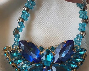 Handmade Beaded Butterfly Rhinestone Purse,Crystal Evening Clutch , Gothic mini bag , Stylish handbag , Multiple colours