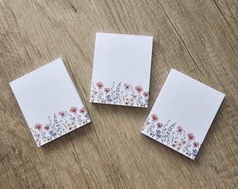 Notizzettel 3er Set - 7x8,5cm, Blumen, Eukalyptus & Wollmuster, 40 Seiten, Leimbindung, Geschenkidee