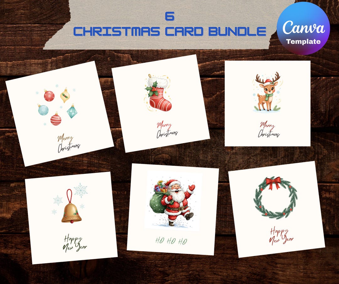 Modern Christmas Card Template Bundle | Editable Canva Set (PDF) - Etsy