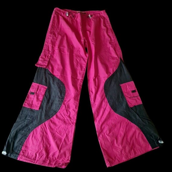 Deadstock Y2K Criminal Damage Phat Pants: Pink & Black Rave Cargo