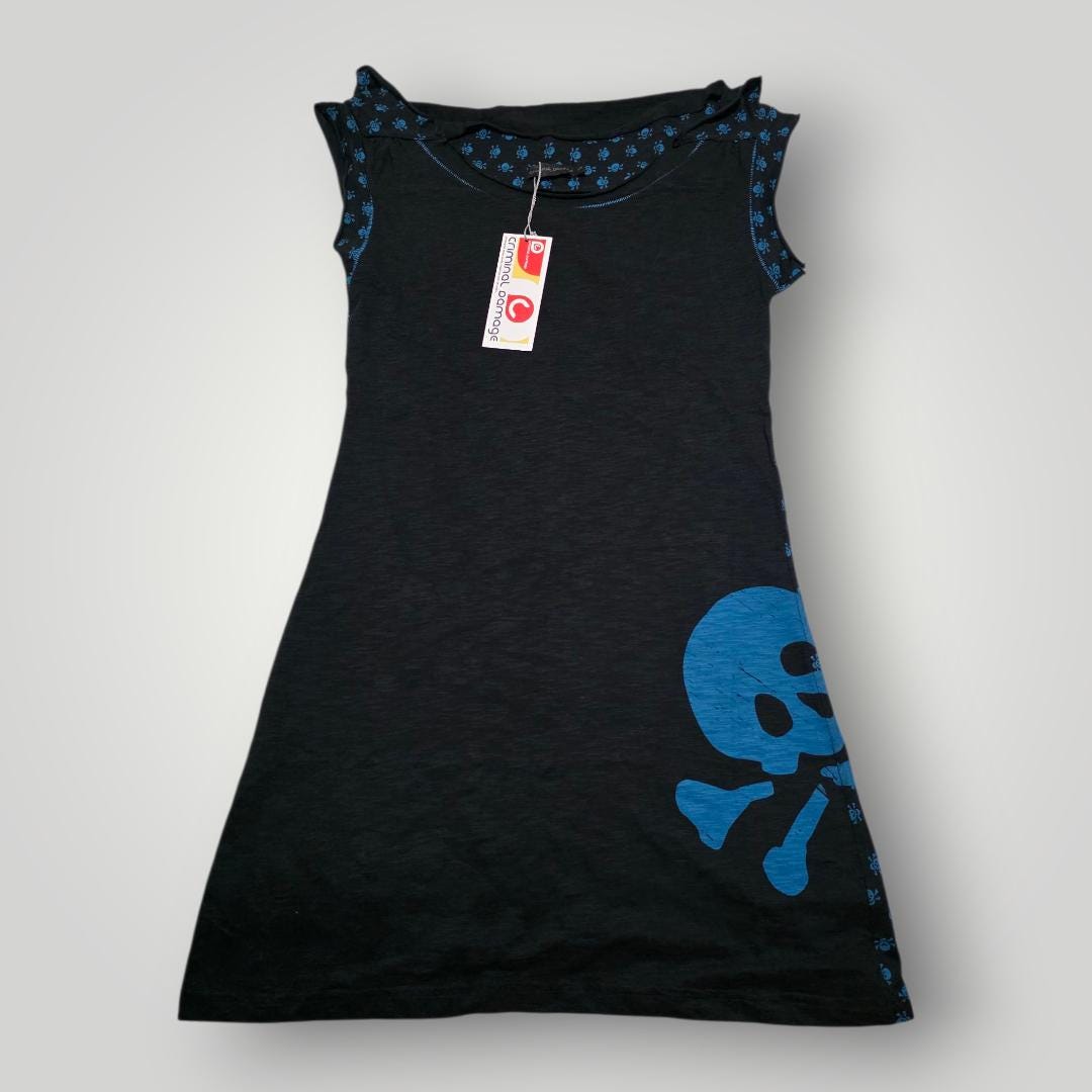Y2K Criminal Damage Skull Dress: Vintage Goth Mini Tunic, Size L - Etsy  Canada