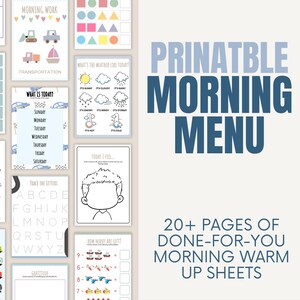 Morning Menu Printable-Preschool & Kindergarten | Daily Routine Chart, Tracing, Feelings Check-In, Weather, Math, for Homeschool and Classes