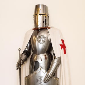 Medieval Knight Armour, Wearable Costume, Full Body Templar Armour, Suit Of Armour, Halloween Costume, Home Decor, Gateway Decor, LARP SCA