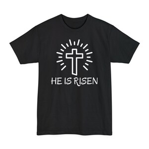 Er ist auferstanden Unisex T-Shirt, Motivations-T-Shirt für den Glauben, Streetwear-Stil, perfekt für lässige Ausflüge